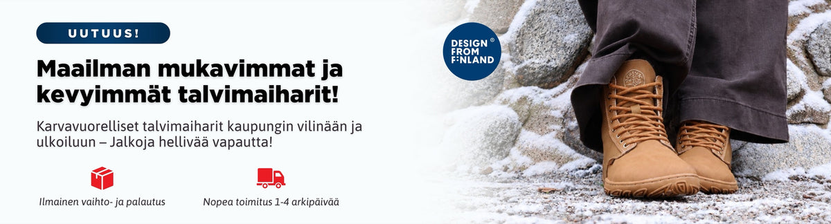 Uutuus! Maailman mukavimmat ja kevyimmät talvimaiharit. Karvavuorelliset talvimaiharit kaupungin vilinään ja ulkoiluun – jalkoja hellivää vapautta! Ilmainen vaihto ja palautus, nopea toimitus 1–4 arkipäivää.